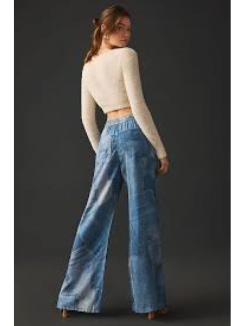 EUC Anthropologie Pilcro low rise wide leg Patchwork Pant Baggy womens Small S - Picture 8 of 8